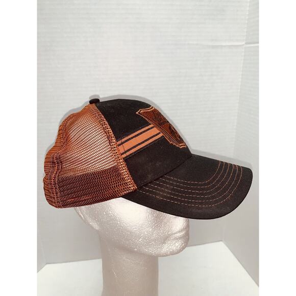 Lakeside Bait & Tackle Trucker Hat Cap Mesh Snapback Sewn Burnt Sienna Black - Picture 3 of 10